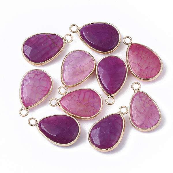 

PandaHall Natural Agate Pendants, with Golden Tone Brass Open Back Bezel, Faceted, Dyed, Teardrop, 23.5x14x6mm, Hole: 2mm Natural Agate..., Pink