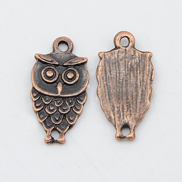 

PandaHall Tibetan Style Zinc Alloy Pendants for Halloween, Cadmium Free & Lead Free, Owl, Red Copper, 18x10x2mm, Hole: 1.5mm Alloy Owl