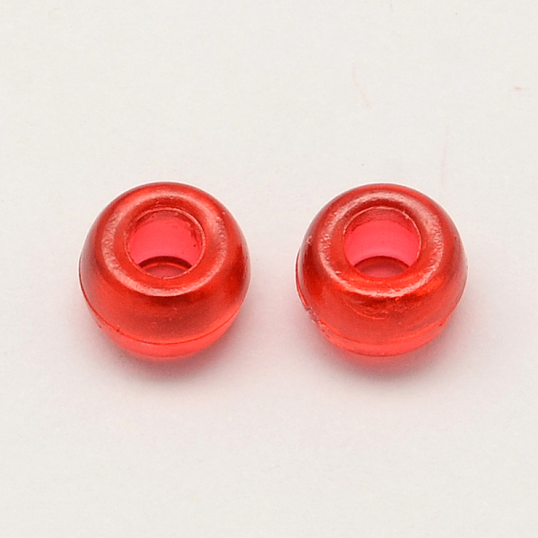 

PandaHall Transparent Acrylic European Beads, Large Hole Barrel Beads, Red, 9x6mm, Hole: 4mm, about 1800pcs/500g Acrylic Barrel Red