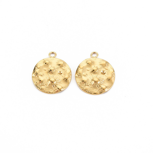 

PandaHall Ion Plating(IP) 304 Stainless Steel Pendants, Flat Round, Real 14K Gold Plated, 18x15x2mm, Hole: 1.8mm 304 Stainless Steel Flat...