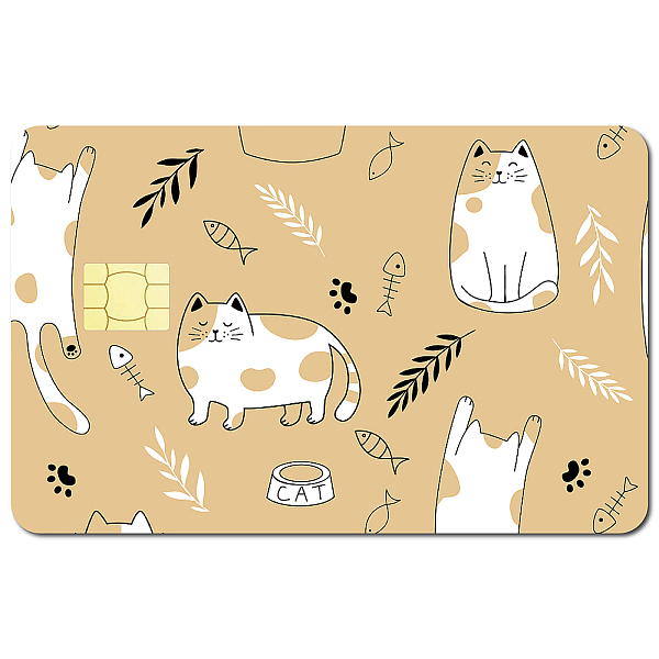 PandaHall CREATCABIN 4Pcs Cats Card Skin Sticker Fish Debit Credit Card Skins Covering Flower Personalizing Bank Card Protecting Removable...