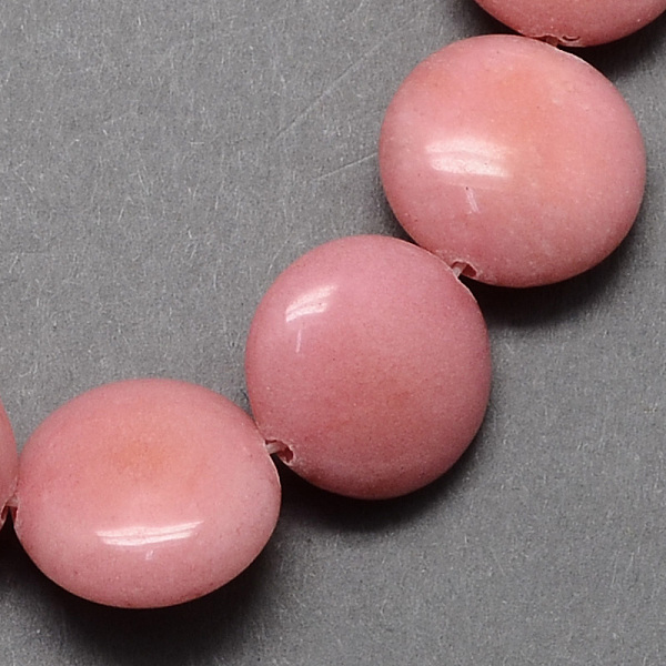 

PandaHall Dyed Flat Round Gemstone Natural Rhodochrosite Stone Beads Strands, Pink, 16x5mm, Hole: 1mm, about 25pcs/strand, 16.5 inch...