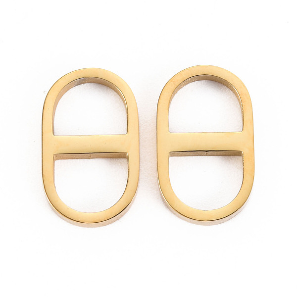 

PandaHall 304 Stainless Steel Connector Charms, Navy Mesh Charms, Marine Mesh Charms, Oval, Real 14K Gold Plated, 16x9.5x2mm, Hole: 6x7mm...