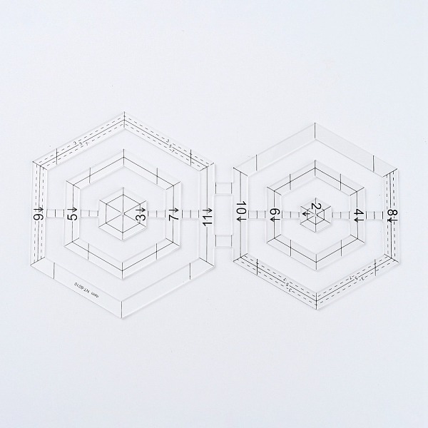 PandaHall Transparent Acrylic Quilting Template Sewing Machine Ruler, DIY Sewing Tools, Double Hexagon, Clear, 28x11.4~12x0.2cm Acrylic...