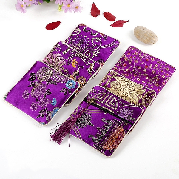 

PandaHall Square Chinese Style Brocade Zipper Bags with Tassel, for Bracelet, Necklace, Random Pattern, Purple, 11.5x11.5cm Cloth Square...