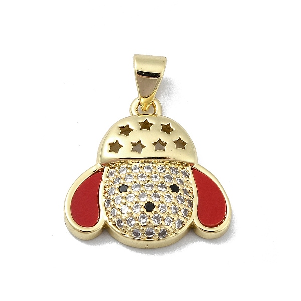 

PandaHall Brass Micro Pave Clear Cubic Zirconia Pendants, with Synthetic Turquoise, Real 18K Gold Plated, Dog, 18x18x4mm, Hole: 3.5x3mm..., Red
