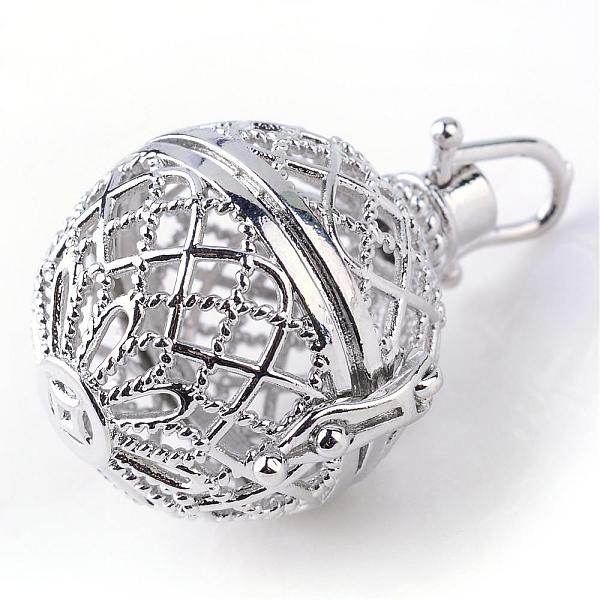

PandaHall Rack Plating Brass Cage Pendants, For Chime Ball Pendant Necklaces Making, Hollow Round, Platinum, 32x29x25mm, Hole: 6x7mm, inner...