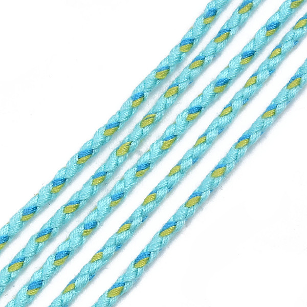 

PandaHall Polyester Braided Cords, Cyan, 2mm, about 100yard/bundle(91.44m/bundle) Polyester Cyan