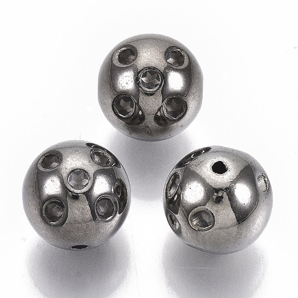 

PandaHall CCB Plastic Beads, Round with Dot, Gunmetal, 12mm, Hole: 1.4mm, about 560pcs/500g Plastic Round
