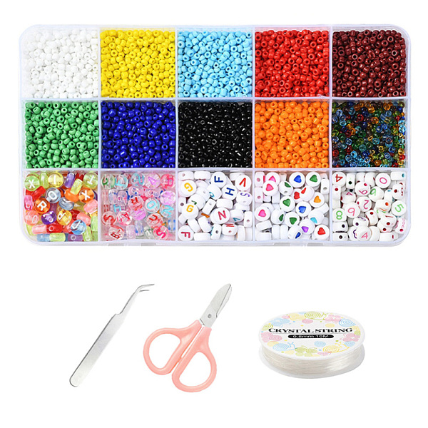 

PandaHall DIY Jewelry Making Kits, Including Transparent & Opaque Colours Glass Seed Beads, Acrylic Beads, Elastic Crystal Thread, Tweezers..., Multicolor