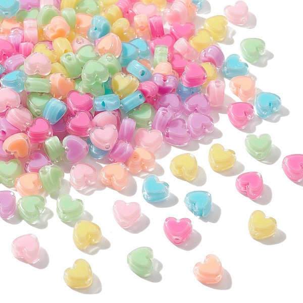 

PandaHall 200Pcs Transparent Acrylic Beads, Bead in Bead, Heart, Mixed Color, 7.5x8x4mm, Hole: 1.8mm Acrylic Heart Multicolor