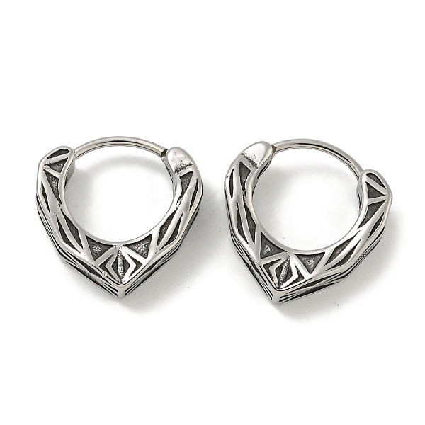 

PandaHall 316 Surgical Stainless Steel Hoop Earrings for Women and Men, Triangle Design, Ring, Antique Silver, 16x15.5mm 316 Surgical...