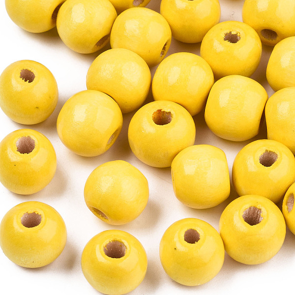 

PandaHall Natural Wood Beads, Lead Free, Dyed, Round, Gold, 1/2 inch(14mm), Hole: 4mm Wood Round Gold