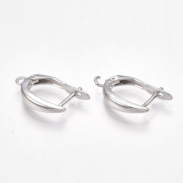 

PandaHall Brass Hoop Earring Findings with Latch Back Closure, Nickel Free, Real Platinum Plated, 21x12x3.5mm, Hole: 1.5mm, Pin: 1mm Brass
