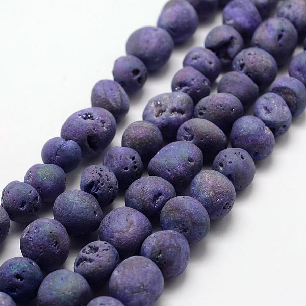 

PandaHall Electroplated Natural Quartz Crystal Beads Strands, Druzy Geode Crystal, Round, Purple, 10~13mm, Hole: 1mm, about 34~36pcs/strand...