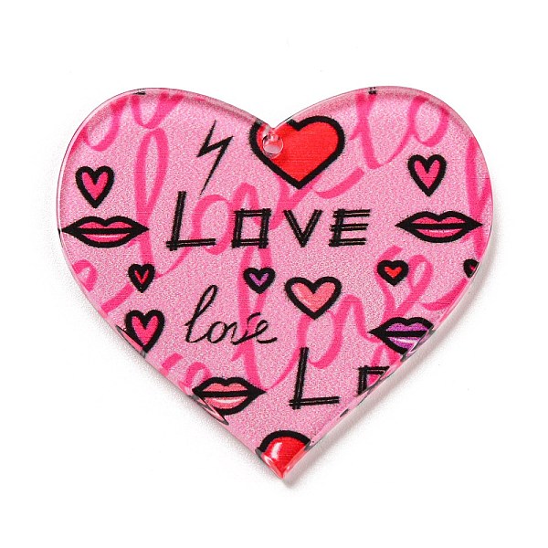 

PandaHall Valentine's Day Acrylic Pendants, Heart, Pearl Pink, 37x39.5x2.5mm, Hole: 1.6mm Acrylic Word