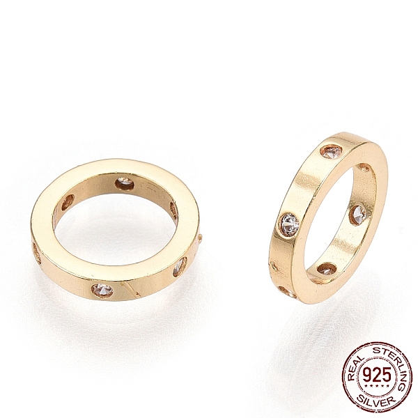 

PandaHall 925 Sterling Silver Micro Pave Cubic Zirconia Charms, Ring, Nickel Free, Real 18K Gold Plated, 7.2x1.5mm, Inner Diameter: 5mm..., Clear