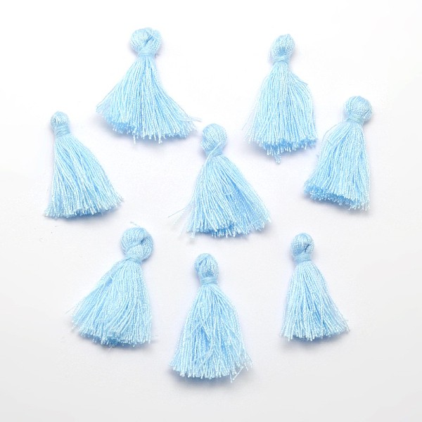 

PandaHall Cotton Thread Tassels Pendant Decorations, Pale Turquoise, 25~31x5mm, about 39~47pcs/bag Cotton Cyan