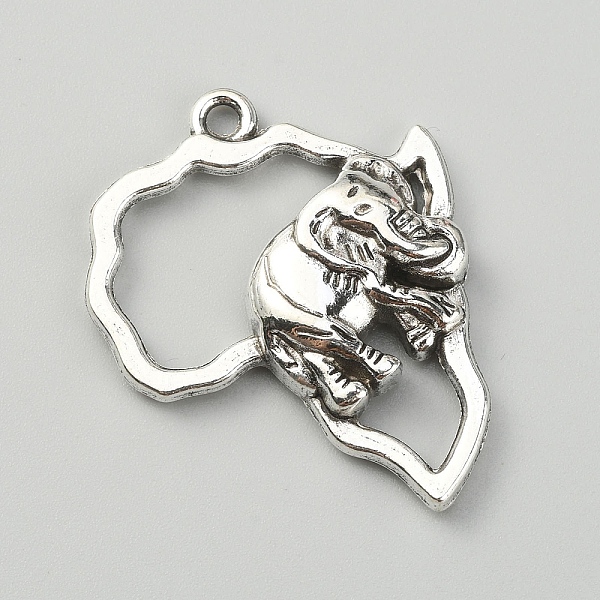 

PandaHall Tibetan Style Alloy Pendants, Africa Map with Elephant, Antique Silver, 29.5x23.5x5mm, Hole: 1.4mm Alloy Elephant