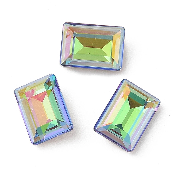 

PandaHall Glass Rhinestone Cabochons, Flat Back & Back Plated, Faceted, Rectangle, Sphinx, 14x10x5.5mm Glass Rhinestone Rectangle Green