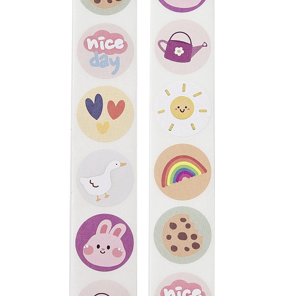 

PandaHall Self-Adhesive Stickers, Round, for Presents Decoration, 25mm 500pcs/roll Paper Other Animal