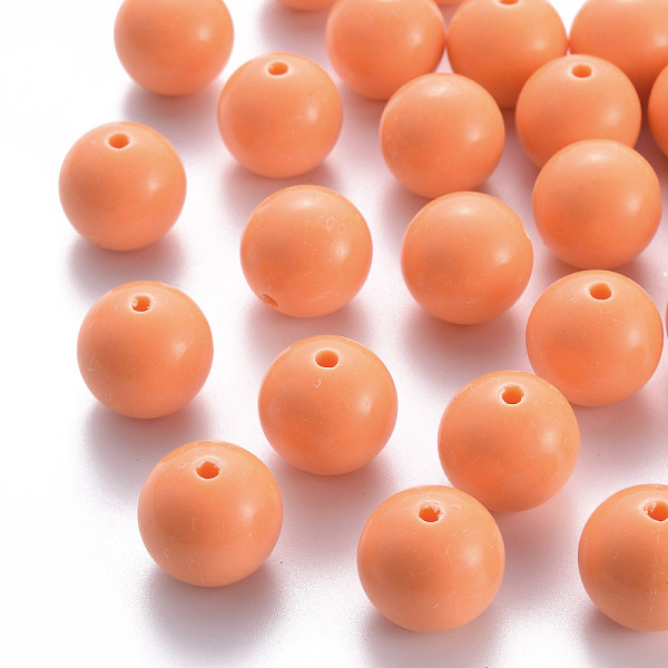 

PandaHall Opaque Acrylic Beads, Round, Coral, 20x19mm, Hole: 3mm, about 111pcs/500g Acrylic Round Red