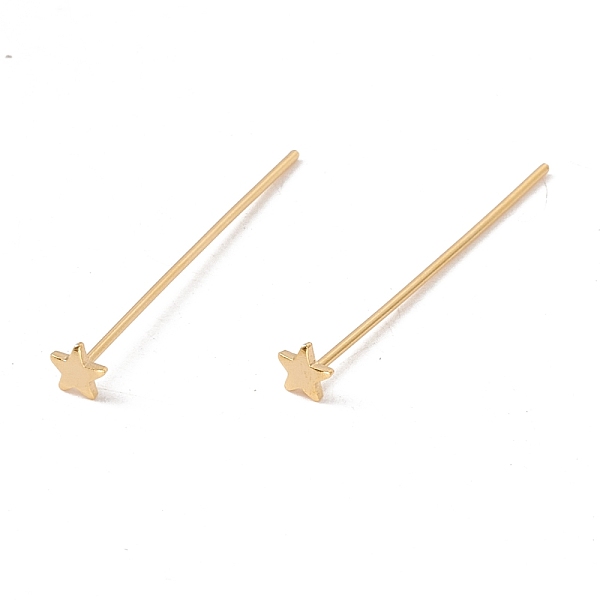 

PandaHall Brass Star Head Pins, Real 24K Gold Plated, 31mm, Pin: 21 Gauge(0.7mm), Star: 3.5x4mm Brass