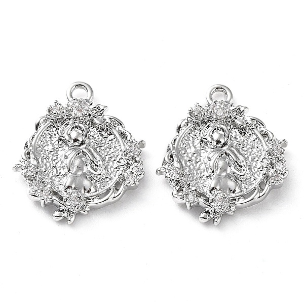 

PandaHall Rack Plating Brass Micro Pave Cubic Zirconia Pendants, Flat Round Christmas Wreath, Real Platinum Plated, 15.5x13x2.5mm, Hole..., Clear