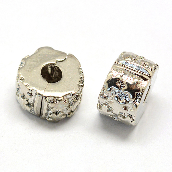 

PandaHall Alloy European Style Clasps, Column with Flower, Platinum, 10.5x6mm, Hole: 3mm Alloy Column