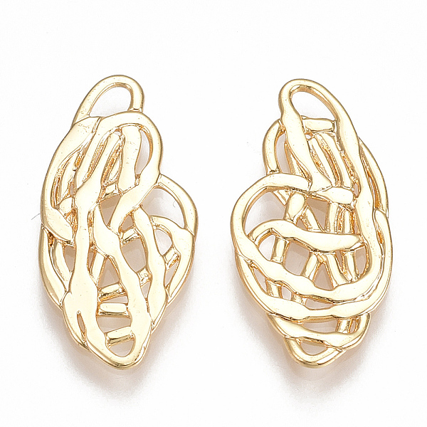 

PandaHall Brass Filigree Joiners Links, Nickel Free, Real 18K Gold Plated, 22.5x10.5x1mm Brass Others