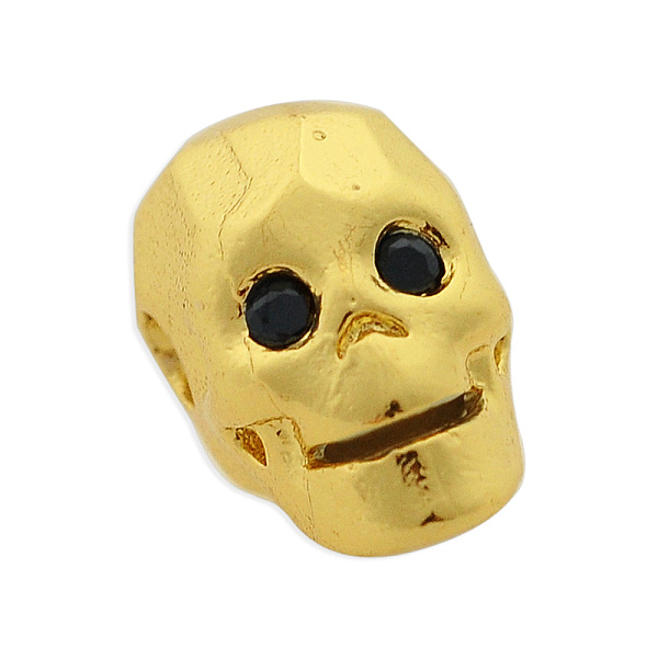 

PandaHall Brass Micro Pave Cubic Zirconia Beads, Skull, Light Gold, 9x9.5x7.5mm, Hole: 2mm, 3pcs/bag Brass+Cubic Zirconia Skull Black