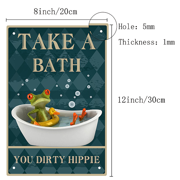 

PandaHall CREATCABIN Funny Frog Metal Tin Sign Take A Bath You Dirty Hippie Sign Vintage Retro Poster Plaque Wall Decor for Home Kitchen Bar...