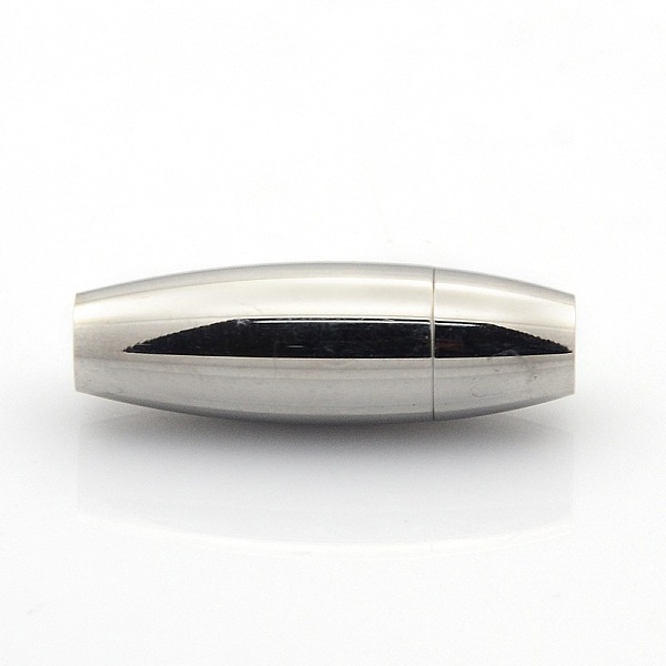 

PandaHall 304 Stainless Steel Smooth Surface Magnetic Clasps with Glue-in Ends Fit 5mm Cords, Oval, Stainless Steel Color, 30x10mm 304...