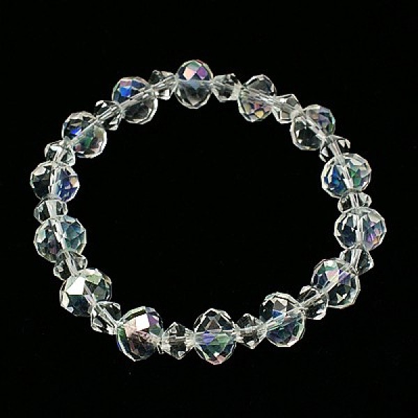 

PandaHall Fashion Stretchy Glass Bracelets, with elastic thread, Clear, 55mm Glass Clear