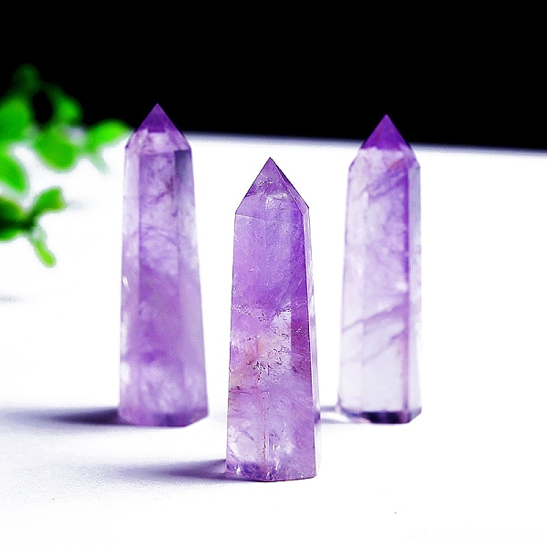

PandaHall Point Tower Natural Amethyst Healing Stone Wands, for Reiki Chakra Meditation Therapy Decos, Hexagonal Prisms, 40~50mm Amethyst...
