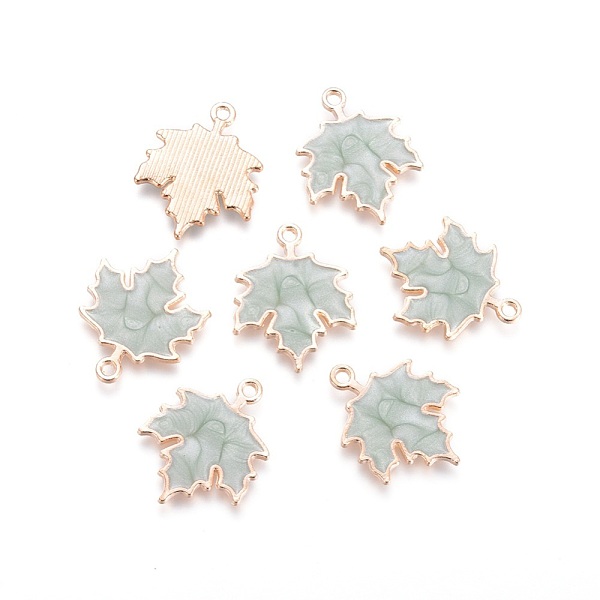 

PandaHall Golden Plated Alloy Enamel Pendants, Maple Leaf, Light Green, 23.5x18.5x1.5mm, Hole: 2mm Alloy+Enamel Leaf Green