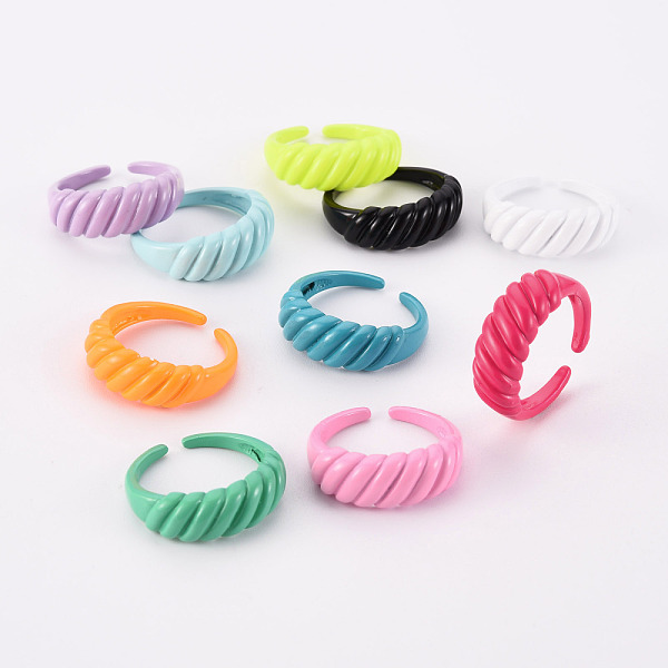

PandaHall Spray Painted Brass Cuff Rings, Open Rings, Cadmium Free & Nickel Free & Lead Free, Mixed Color, US Size 6, Inner Diameter: 17mm..., Multicolor