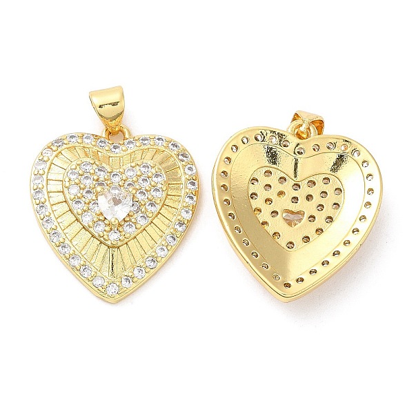 

PandaHall Brass Micro Pave Cubic Zirconia Pendants, Lead Free & Cadmium Free, Heart Charms, Real 18K Gold Plated, 23x20x5mm, Hole: 5x3.5mm..., Clear