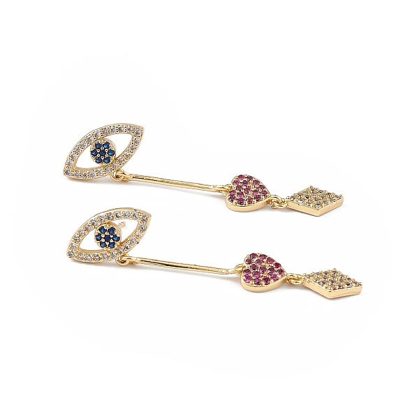 

PandaHall Colorful Cubic Zirconia Heart Eye Dangle Stud Earrings, Brass Jewelry for Women, Long-Lasting Plated, Lead Free & Cadmium Free...