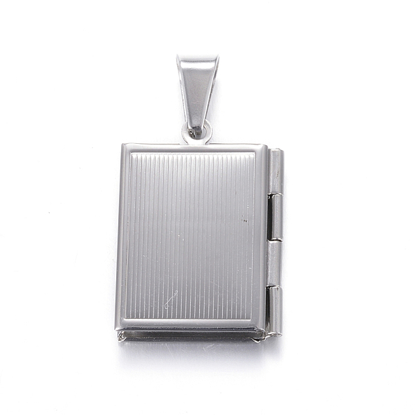 

PandaHall 316 Stainless Steel Locket Pendants, Rectangle, Stainless Steel Color, 26x19x4.5mm, Hole: 9x5mm, Inner: 15x10mm 316 Surgical...