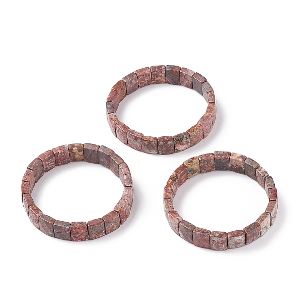

PandaHall Natural Leopard Skin Jasper Stretch Bracelets, Faceted, Rectangle, 2-3/8 inch(6cm) Leopard Skin Jasper