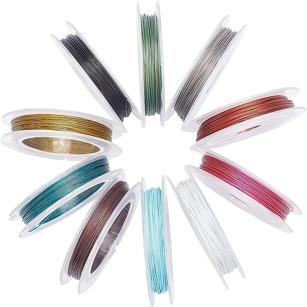 10 Rolls 0.38mm Mixed Color Steel Tiger Tail Beading Wire