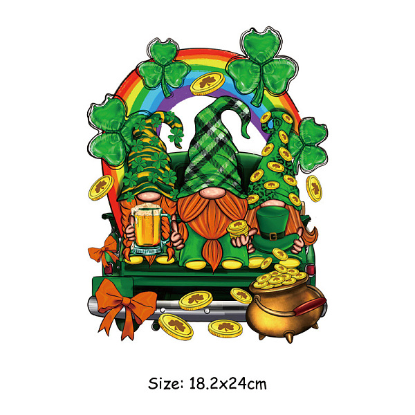 

PandaHall Saint Patrick's Day Theme PET Sublimation Stickers, Heat Transfer Film, Iron on Vinyls, for Clothes Decoration, Gnome, 240x182mm...