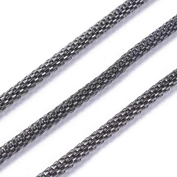 

PandaHall Gunmetal Iron Mesh Chains Network Chains, with Spool, Unwelded, about: 3.2mm thick, about 328.08 Feet(100m)/roll Iron