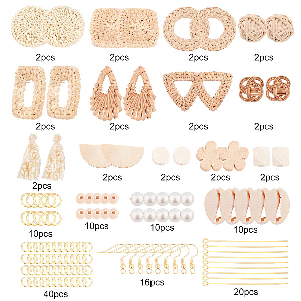 

PandaHall SUNNYCLUE DIY Ocean Style Earring Making Kits, Including Wood & Glass Pearl & Cowrie Shell Beads, Reed Cane/Rattan Woven Beads &...
