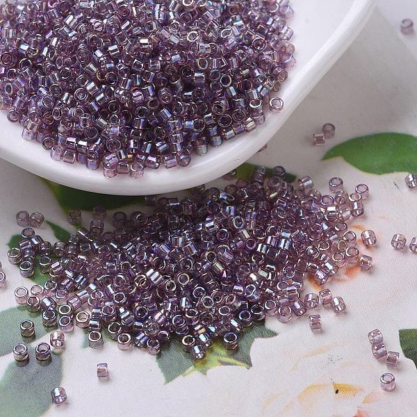 

PandaHall MIYUKI Delica Beads Small, Cylinder, Japanese Seed Beads, 15/0, (DBS0173) Transparent Smoky Amethyst AB, 1.1x1.3mm, Hole: 0.7mm..., Purple