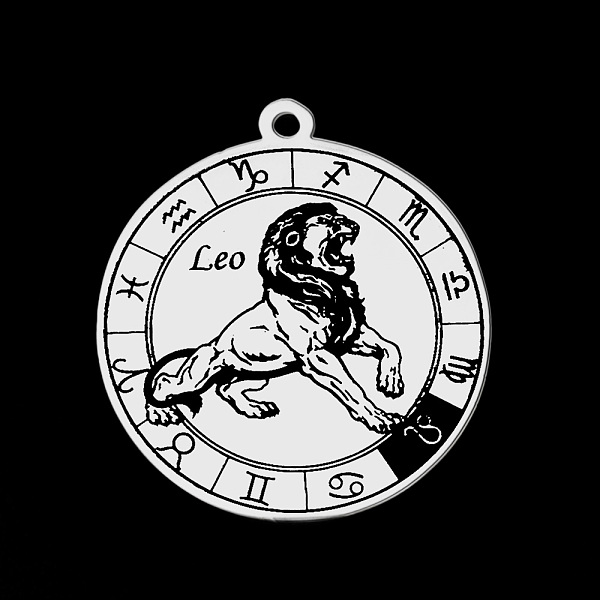 

PandaHall 201 Stainless Steel Pendants, Laser Engraved Pattern, Flat Round with Constellation, Leo, 22.5x20x1mm, Hole: 1.6mm 201 Stainless...