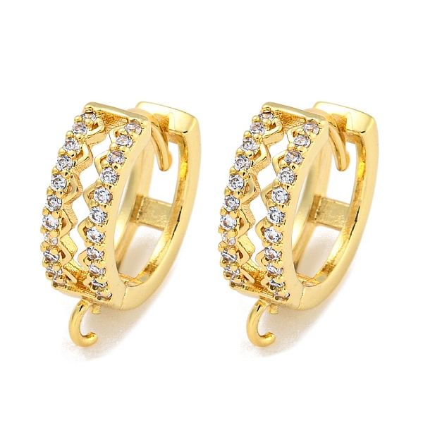 

PandaHall Rack Plating Brass Micro Pave Cubic Zirconia Hoop Earring Findings, Cadmium Free & Lead Free, Long-Lasting Plated, Real 18K Gold...