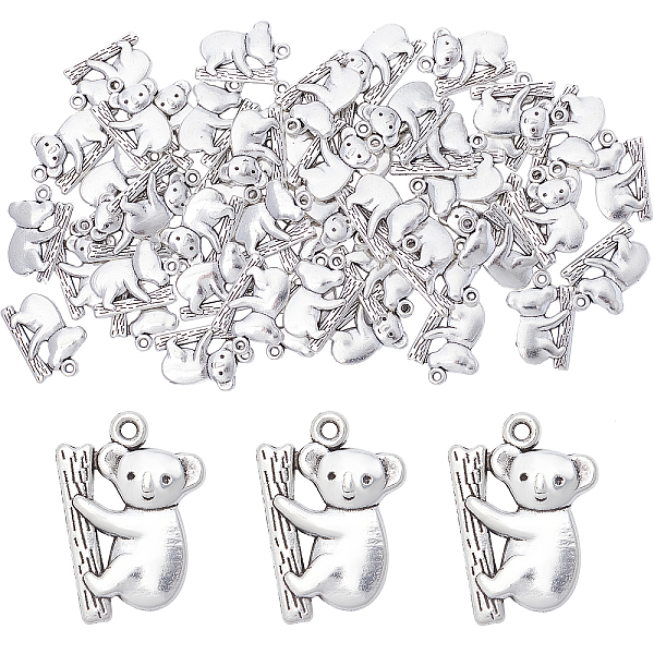 

PandaHall SUNNYCLUE 1 Box 50Pcs Koala Bear Charm Silver Koala Charms Bulk Tibetan Alloy Zoo Animal Charm for Jewellery Making Charms...