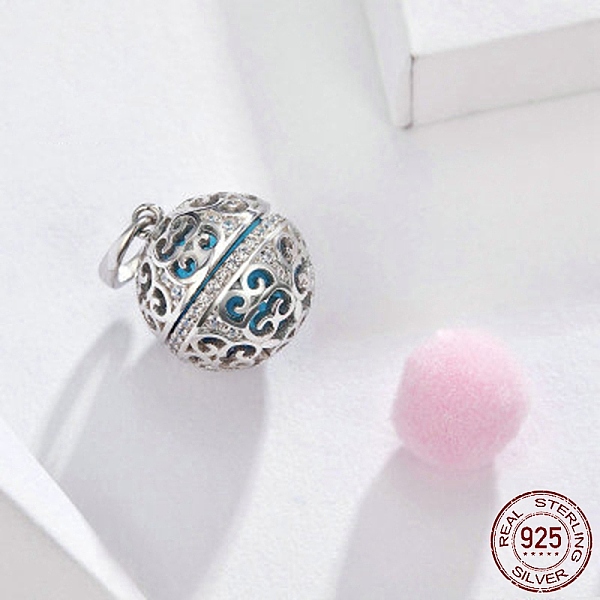 

PandaHall Rhodium Plated 925 Sterling Silver European Dangle Charms, Large Hole Pendants, with Cubic Zirconia, Diffuser Locket Pendants...